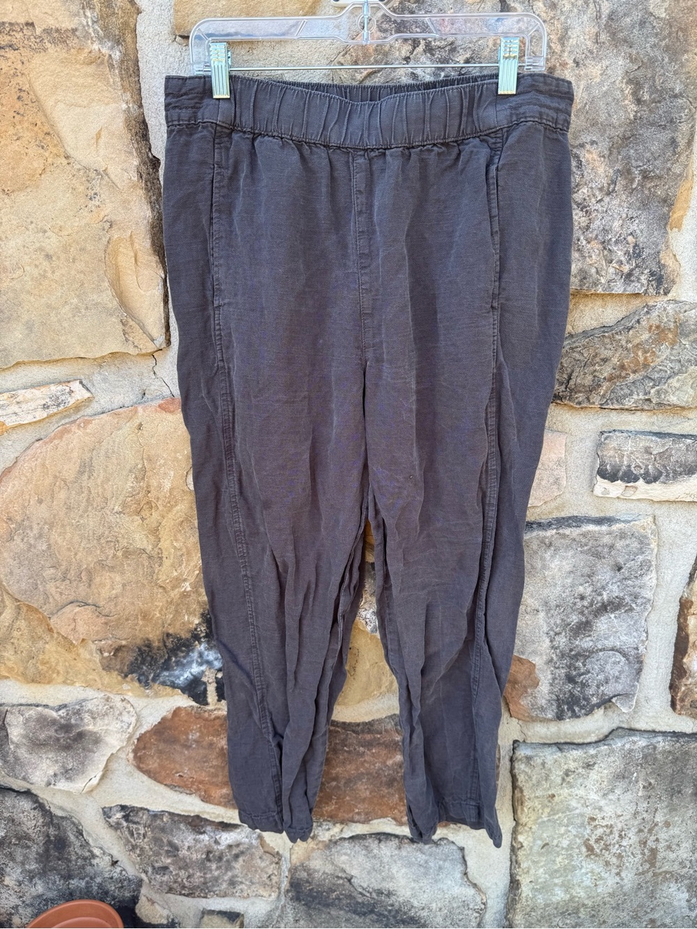 C&C California Dark Charcoal Pull-On Linen-Blend Pants Large Coastal Gorpcore